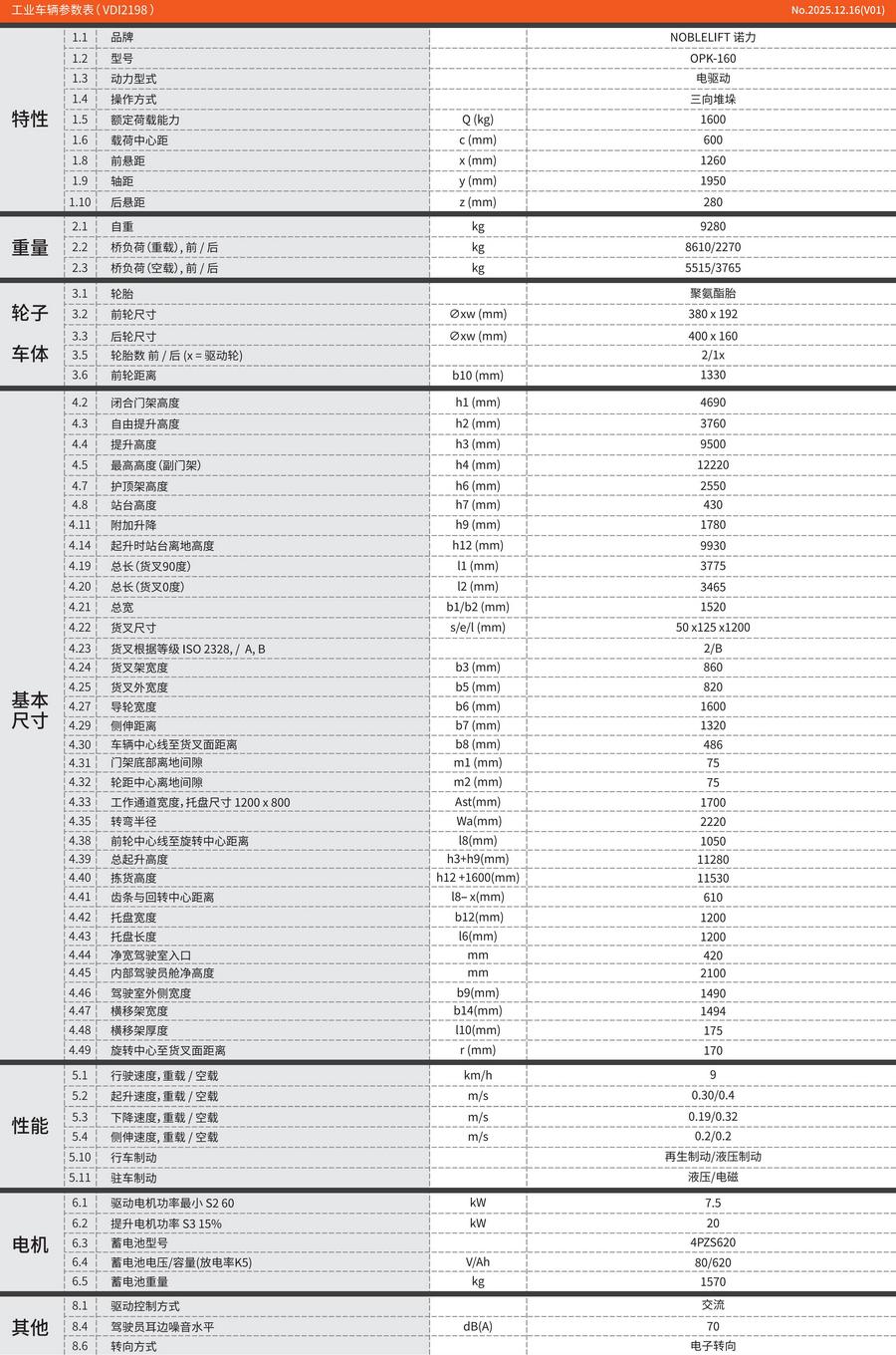 诺力OPK-160人上型三向叉车,三向堆垛车,窄巷道叉车